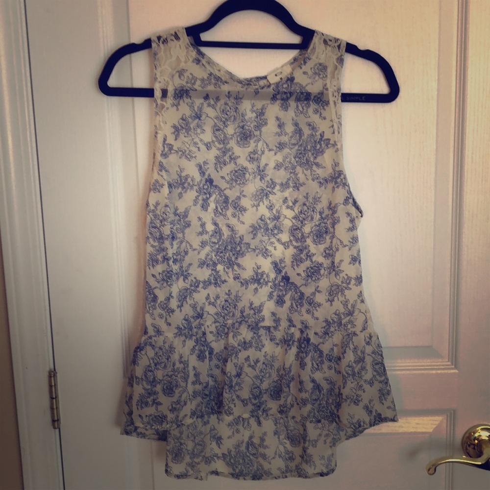 Light Floral Tank with Lace Detailing